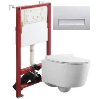 Комплект унитаза с инсталляцией Agger ATI05100+APB200 с сиденьем Микролифт и клавишей смыва Хром глянцевый — фото 1, Комплекты унитаз + инсталляция