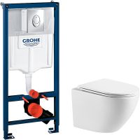 Комплект унитаза WellWant Aura WWU01121WK с инсталляцией Grohe Rapid SL 38721001 с сиденьем Микролифт и клавишей смыва Хром — фото 1, Комплекты унитаз + инсталляция