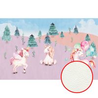 Фреска детская Ortograf Для самых маленьких 33704 Фактура флок FLK Флизелин (4,3*2,7) Голубой/Розовый, Животные/Деревья — фото 1, Фрески