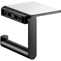 Держатель туалетной бумаги Keuco Plan 14973 370000 с полкой Черный матовый — фото 2, Держатели туалетной бумаги