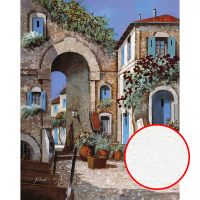 Фреска Ortograf Городской пейзаж живопись 11735 Фактура бархат FX Флизелин (2,2*2,7) Серый/Голубой, Город/Цветы/Живопись — фото 1, Фрески