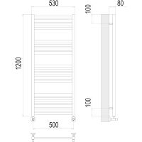 Водяной полотенцесушитель Terminus Тоскана П19 500х1200 4670078530882 Хром, нижнее подключение, G 1/2" ВР, с комплектом вентилей — фото 4, Водяные полотенцесушители