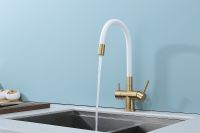 Смеситель для кухни Splenka S70.64.03 Золото матовое Белый — фото 2, Смесители для кухни