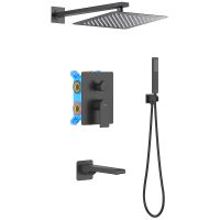 Душевая система Aquatek Лира AQ1473MB Черная матовая — фото 1, Встраиваемые душевые комплекты