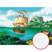 Фреска детская Ortograf Детские 5111 Фактура бархат FX Флизелин (2,2*1,6) Зеленый/Голубой/Коричневый, Корабли/Море — фото 1, Фрески