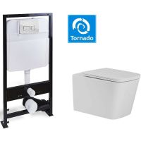 Комплект унитаза с инсталляцией SantiLine SL-5027+SL-01 с сиденьем Микролифт и клавишей смыва Хром — фото 2, Комплекты унитаз + инсталляция