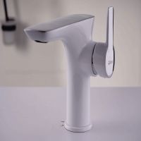 Смеситель для раковины Orans K-1076 1076k00 Серебристый хром Белый глянец — фото 3, Смесители для раковины