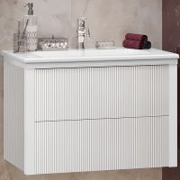 Тумба под раковину Opadiris Рубинно 80 00-00007341 подвесная Белая глянцевая — фото 1, Мебель для ванной