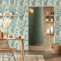 Обои Caselio Danae 103637244 Винил на флизелине (53*10,05) Белый/Зеленый/Коричневый, Листья — фото 2, Обои для стен