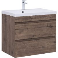 Тумба под раковину Aquanet Нота New 75 334192 подвесная Дуб веллингтон табак — фото 1, Тумбы под раковину