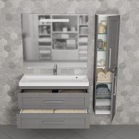 Тумба под раковину СанТа Венера 100 221021 подвесная Дуб серый — фото 5, Тумбы под раковину