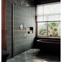 Душевая перегородка Maybah Glass MGD-726-5ш 790x1950 в широком профиле Хром матовый стекло прозрачное — фото 1, Душевые перегородки