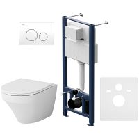Комплект унитаза с инсталляцией AM.PM Inspire FlashClean IS49001.501700 с сиденьем Микролифт и Белой клавишей смыва — фото 1, Комплекты унитаз + инсталляция