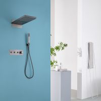 Душевая система Abber Rund AF8752NG с термостатом Никель — фото 2, Встраиваемые душевые комплекты