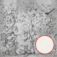 Фреска Ortograf Silver&Gold 32830 Фактура флок FLK Флизелин (2,7*2,7) Серебряный, Деревья/Цветы/Птицы — фото 1, Фрески