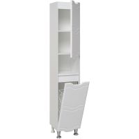 Шкаф пенал Runo Стиль 30 R 00000001122 с бельевой корзиной Белый — фото 2, Мебель для ванной