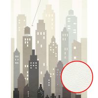 Фреска детская Ortograf Детские 33306 Фактура флок FLK Флизелин (2,1*2,7) Бежевый/Серый, Город — фото 1, Фрески