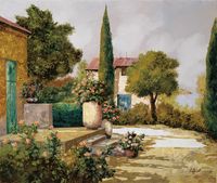 Фреска Ortograf Городской пейзаж живопись 11536 Фактура бархат FX Флизелин (3,2*2,7) Бежевый/Зеленый, Город/Пейзаж/Живопись арт-11536 (бархат FX) — фото 2, Фрески