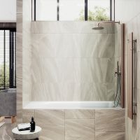 Товар: Шторка на ванну Maybah Glass MGV-599-2 700x1400 поворотная на монопетле Бронза стекло прозрачное - фото 1 Шторка на ванну Maybah Glass MGV-599-2 700x1400 поворотная на монопетле Бронза стекло прозрачное — фото 1, Неподвижные шторки для ванной