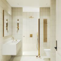 Душевая дверь Maybah Glass MGD-803-3 800x1980 на монопетле Золото стекло прозрачное — фото 2, Душевые двери в нишу