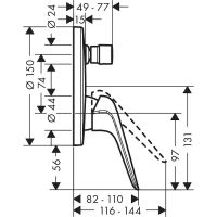 Товар: Смеситель для душа Hansgrohe Novus 71046000 Хром - фото 2 Смеситель для душа Hansgrohe Novus 71046000 Хром — фото 2, Смеситель для душа