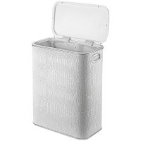 Корзина для белья Geralis KWH-B Croco Белая, кант Хром, стандартная — фото 2, Корзины для белья