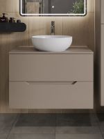 Тумба с раковиной Orange Line 80 Li-80TuLMDF+B07-420W подвесная Латте матовый — фото 3, Тумбы с раковиной