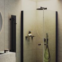 Душевой уголок Maybah Glass MGY-1291-6 800x800x1980 на монопетлях Черный стекло прозрачное — фото 2, Душевые уголки