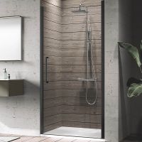 Душевая дверь Novellini Young 90 Y21B87-1H профиль Черный матовый стекло прозрачное — фото 1, Душевые двери в нишу