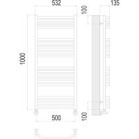 Товар: Водяной полотенцесушитель Terminus Виктория П20 500x1000 4670078529541 Хром, нижнее подключение, G 1/2" ВР, с угловым соединением - фото 4 Водяной полотенцесушитель Terminus Виктория П20 500x1000 4670078529541 Хром, нижнее подключение, G 1/2" ВР, с угловым соединением — фото 4, Водяные полотенцесушители