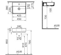 Раковина Vitra ArchiPlan 45 7400B003-0001 Белая — фото 4, Раковины