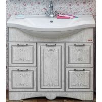 Тумба под раковину Sanflor Адель 100 Н0000000754 Белая с патиной Серебро — фото 1, Тумбы под раковину