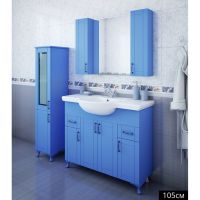 Зеркало со шкафом Sanflor Глория 105 С000005703 Голубое — фото 1, Зеркальные шкафы в ванную