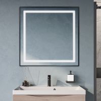 Зеркало BelBagno Kraft 80 SPC-KRAFT-800-800-SENS-NERO с подсветкой Черное с сенсорным выключателем — фото 3, Зеркала в ванную комнату