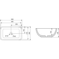 Раковина-чаша Abber Rechteck 46 AC2200MG Серая матовая — фото 5, Раковины накладные