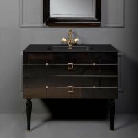 Тумба под раковину Boheme Armadi Art Vallessi Avangarde Piazza 100 841-100-BG подвесная Черный глянец Золото — фото 2, Мебель для ванной