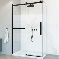 Душевой уголок Vincea Como Soft 130x80 VSR-1CS8013CLB профиль Черный стекло прозрачное — фото 2, Прямоугольные душевые уголки