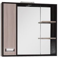 Зеркало со шкафом Onika Гамма 75.01 L 207518 с подсветкой Венге луизиана Ясень шимо светлый — фото 1, Зеркальные шкафы в ванную