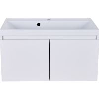 Тумба с раковиной Orange Квадро 80 KV-80TUW+Racl подвесная Белый глянец — фото 1, Тумбы с раковиной