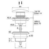 Донный клапан Flaminia Stop&Go PLCENER click-clack Черный — фото 2, Донные клапаны
