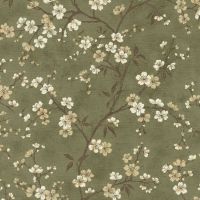 Обои RASCH Denzo II 456714 Винил на флизелине (0,53*10,05) Зеленый, Цветы — фото 1, Обои для стен