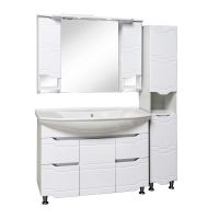 Зеркало со шкафом Runo Стиль 105 00000001119 с подсветкой Белое — фото 2, Зеркальные шкафы в ванную