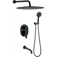 Душевая система Berges Ventas 3R Black 073008 Черная матовая — фото 1, Встраиваемые душевые комплекты