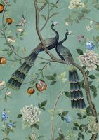 Фреска Ortograf Flora 31260 Фактура флок FLK Флизелин (1,9*2,7) Зеленый/Разноцветный, Птицы/Цветы — фото 2, Фрески