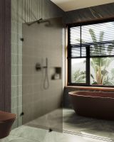 Душевая перегородка Maybah Glass MGD-265-6 790x1950 коннектор стена-стекло Черный стекло бронзовое матовое — фото 2, Душевые перегородки