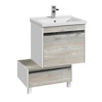 Тумба под раковину Aquaton Капри 60 1A230101KPDA0 подвесная Бетон пайн Белая — фото 7, Тумбы под раковину