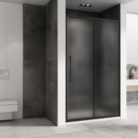 Душевая дверь Abber Schwarzer Diamant 140 AG30140BMH профиль Черный стекло матовое — фото 2, Раздвижные душевые двери