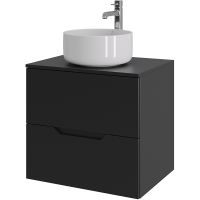 Тумба с раковиной Orange Line 60 Li-60TubMDF+B07-345W подвесная Черная матовая — фото 1, Тумбы с раковиной