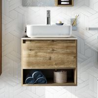 Тумба с раковиной STWORKI Карлстад 60 425083 подвесная Дуб рустикальный — фото 1, Тумбы с раковиной