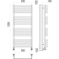 Водяной полотенцесушитель Terminus Рид П16 500х1200 4670078513458 Хром, нижнее подключение, G 1/2" ВР, с комплектом вентилей — фото 4, Водяные полотенцесушители
